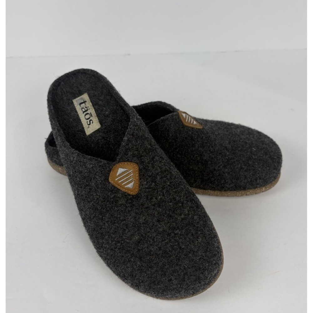 Taos Sweet Wool Clog Slipper Plush Charcoal Grey Comfort Cozy, Women's 10-10.5.